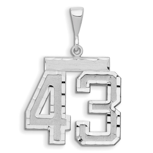 14kw Small Brushed Diamond-cut Number 43 Charm