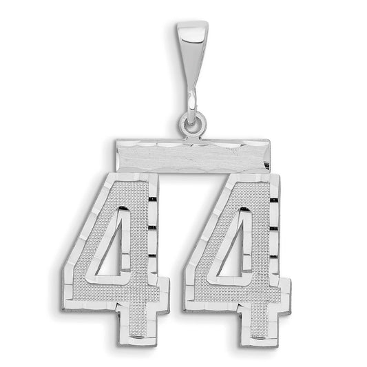 14kw Small Brushed Diamond-cut Number 44 Charm