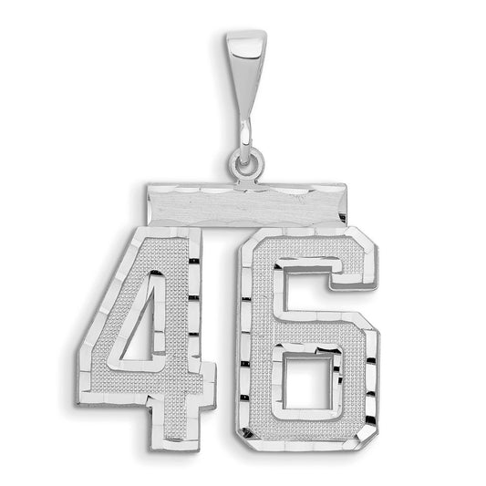14kw Small Brushed Diamond-cut Number 46 Charm
