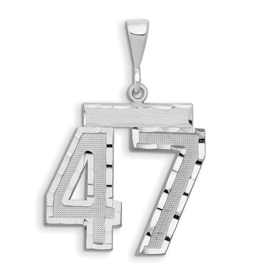 14kw Small Brushed Diamond-cut Number 47 Charm