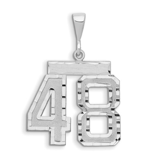 14kw Small Brushed Diamond-cut Number 48 Charm