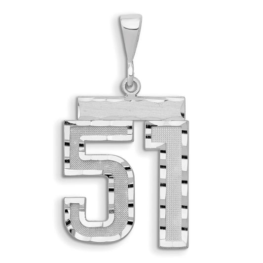 14kw Small Brushed Diamond-cut Number 51 Charm
