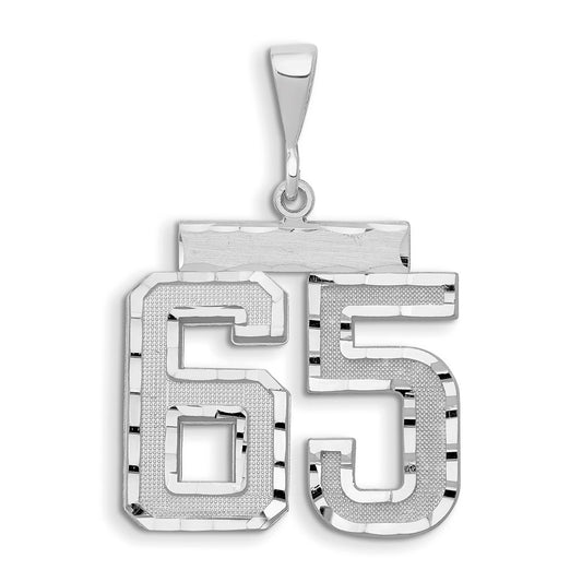 14kw Small Brushed Diamond-cut Number 65 Charm
