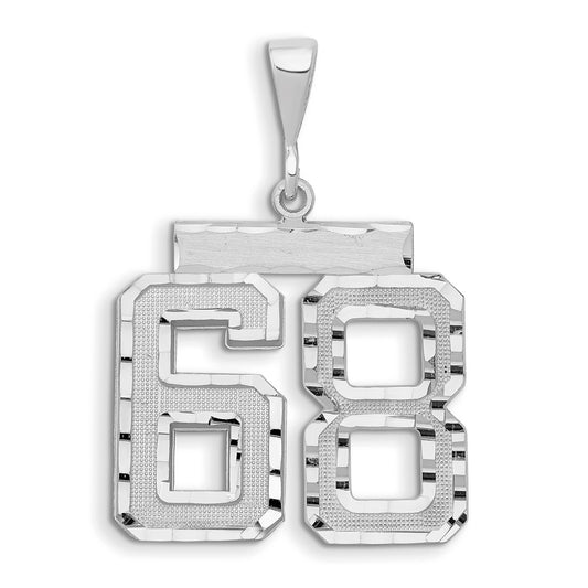 14kw Small Brushed Diamond-cut Number 68 Charm