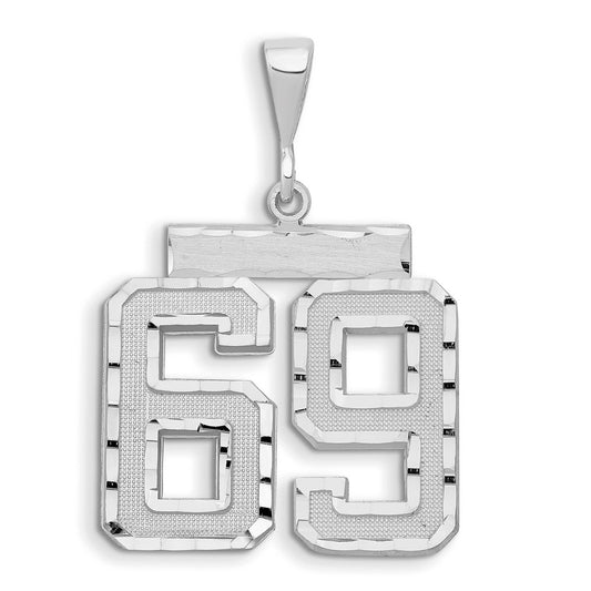 14kw Small Brushed Diamond-cut Number 69 Charm