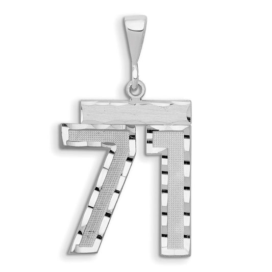 14kw Small Brushed Diamond-cut Number 71 Charm
