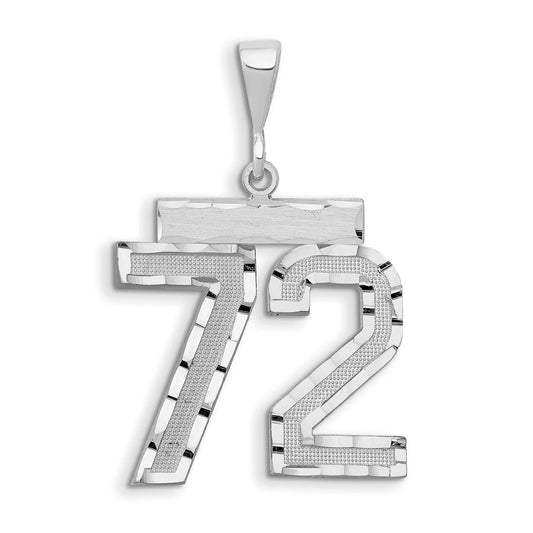 14kw Small Brushed Diamond-cut Number 72 Charm