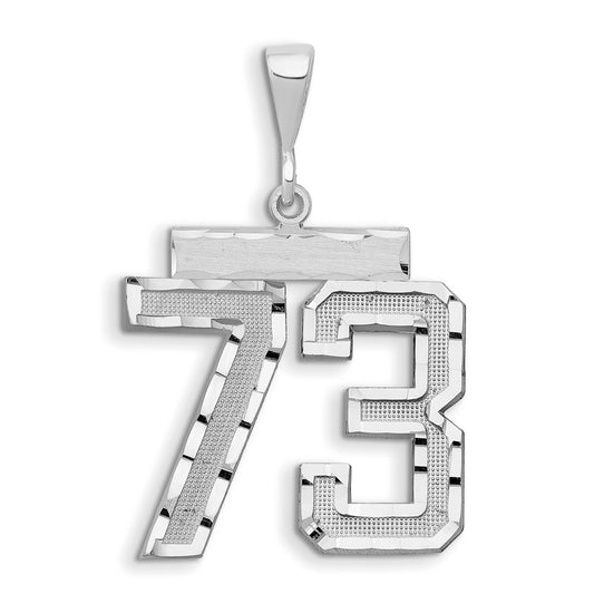 14kw Small Brushed Diamond-cut Number 73 Charm