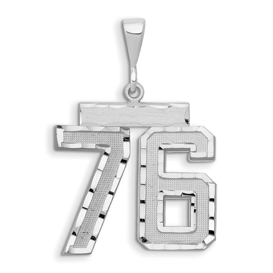 14kw Small Brushed Diamond-cut Number 76 Charm