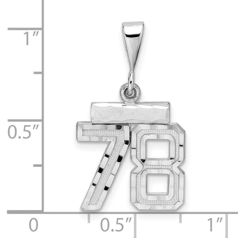 14kw Small Brushed Diamond-cut Number 78 Charm