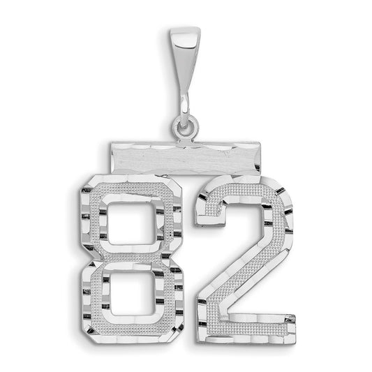 14kw Small Brushed Diamond-cut Number 82 Charm