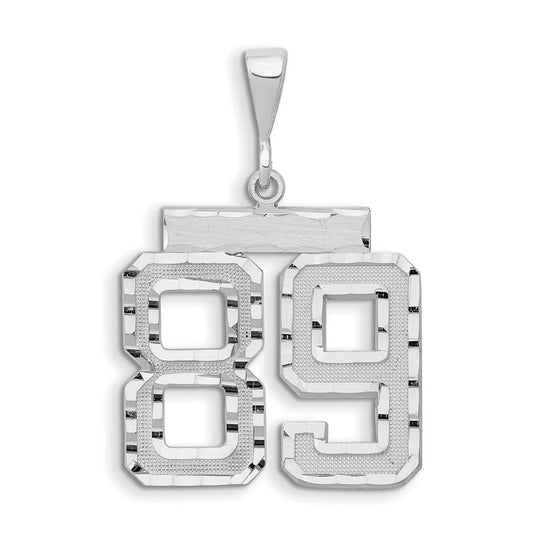 14kw Small Brushed Diamond-cut Number 89 Charm