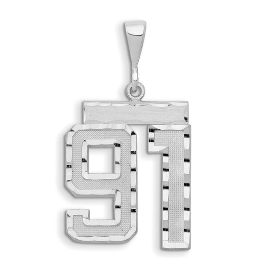 14kw Small Brushed Diamond-cut Number 91 Charm