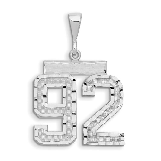 14kw Small Brushed Diamond-cut Number 92 Charm