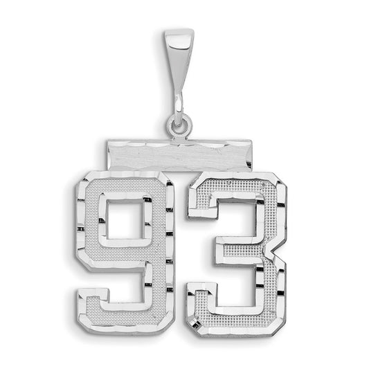 14kw Small Brushed Diamond-cut Number 93 Charm