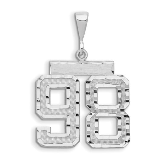14kw Small Brushed Diamond-cut Number 98 Charm