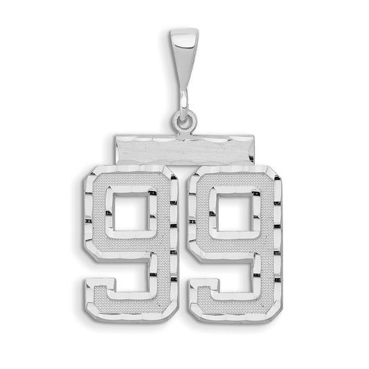 14kw Small Brushed Diamond-cut Number 99 Charm