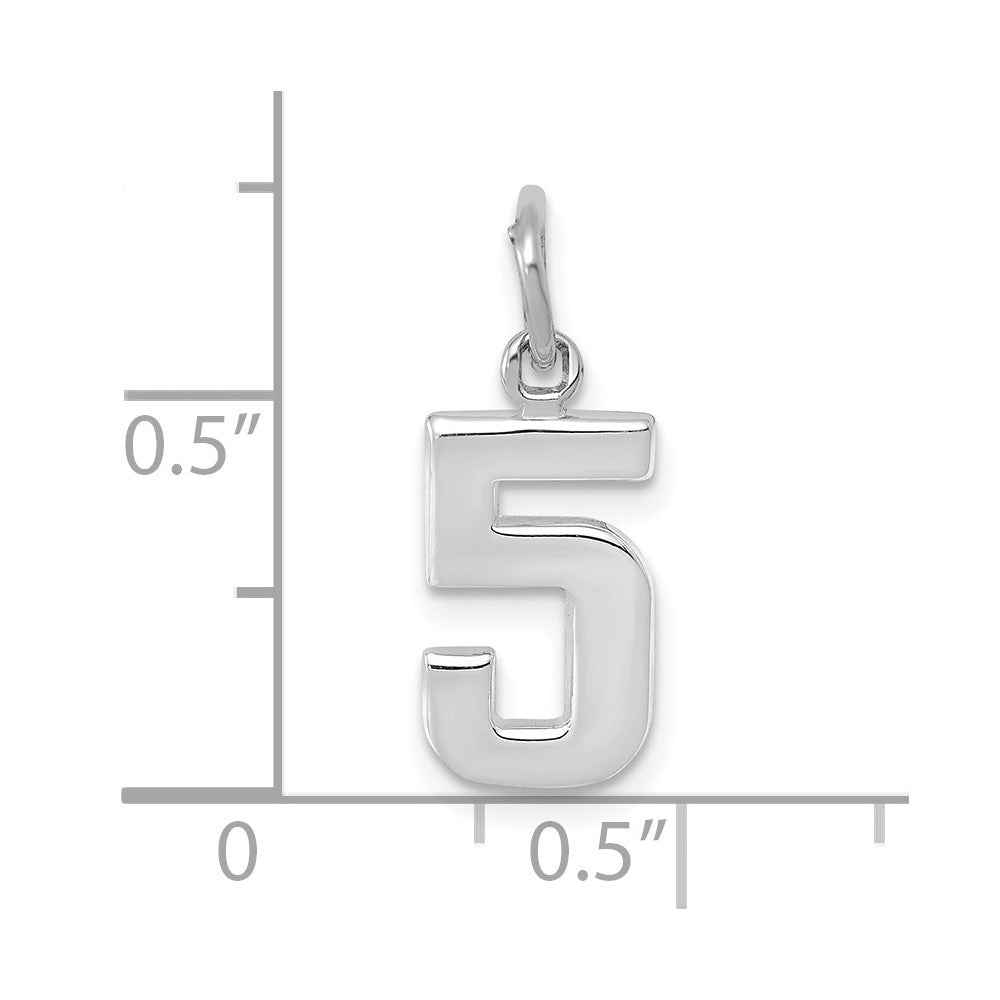 14kw Small Polished Number 5 Charm