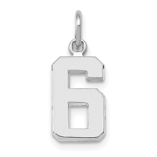 14kw Small Polished Number 6 Charm