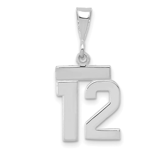 14kw Small Polished Number 12 Charm