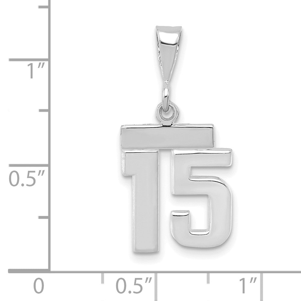 14kw Small Polished Number 15 Charm