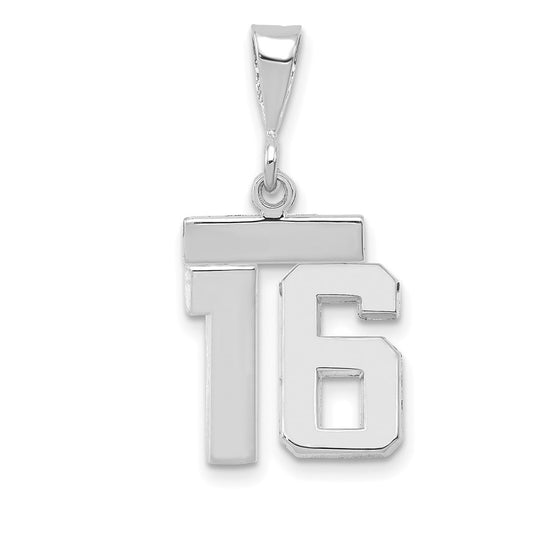 14kw Small Polished Number 16 Charm