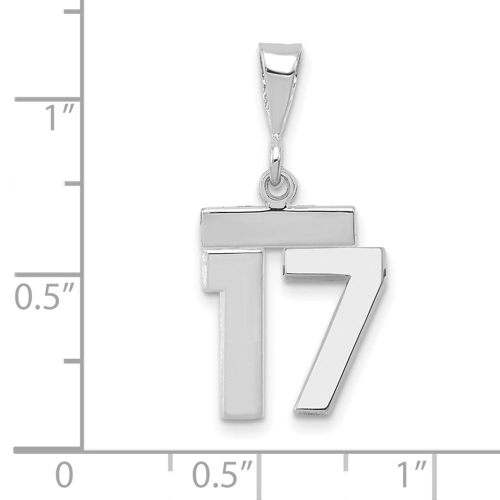 14kw Small Polished Number 17 Charm