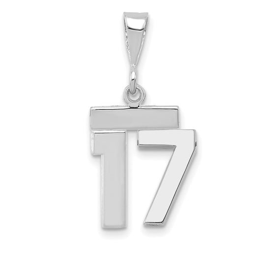 14kw Small Polished Number 17 Charm