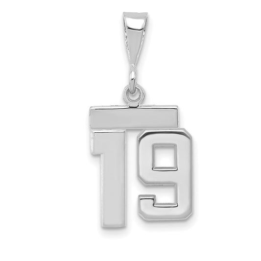 14kw Small Polished Number 19 Charm