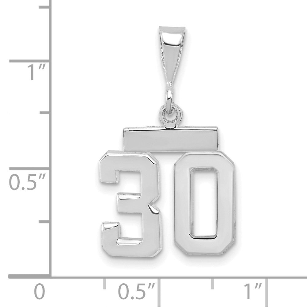 14kw Small Polished Number 30 Charm
