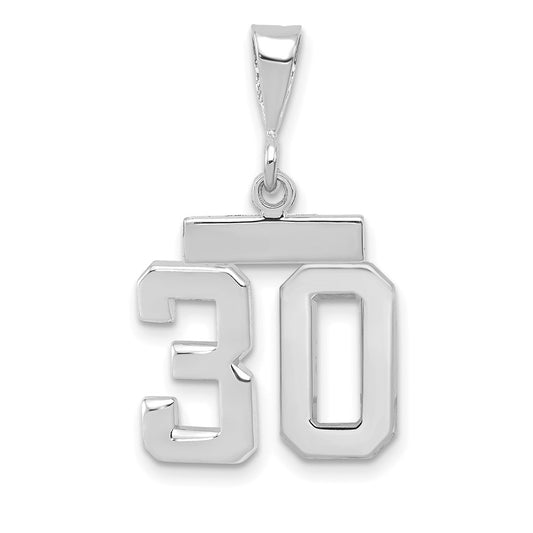 14kw Small Polished Number 30 Charm
