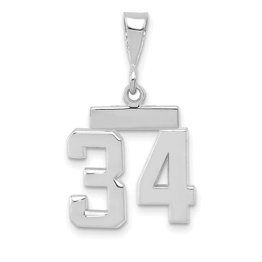 14kw Small Polished Number 34 Charm