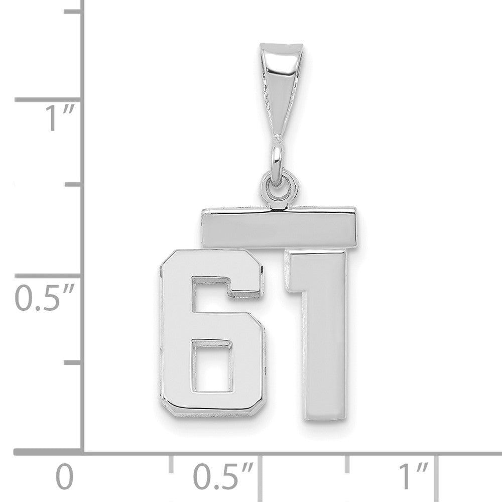 14kw Small Polished Number 61 Charm