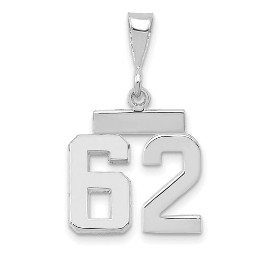 14kw Small Polished Number 62 Charm