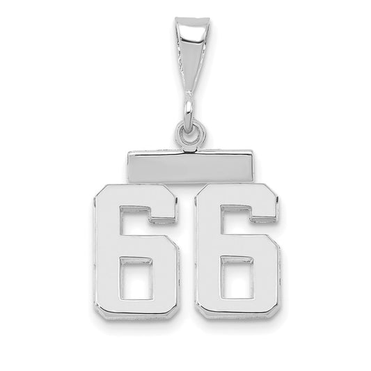 14kw Small Polished Number 66 Charm