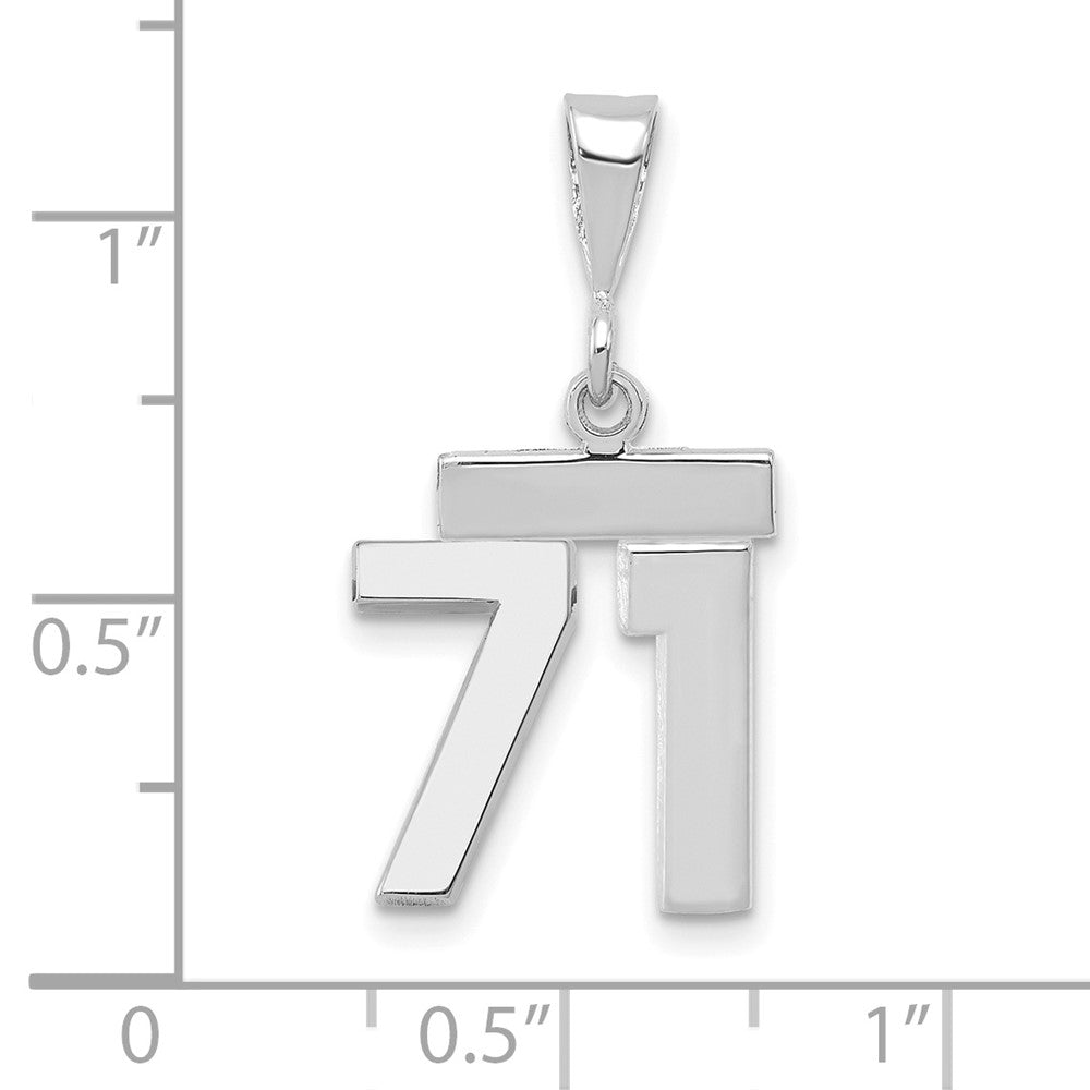 14kw Small Polished Number 71 Charm