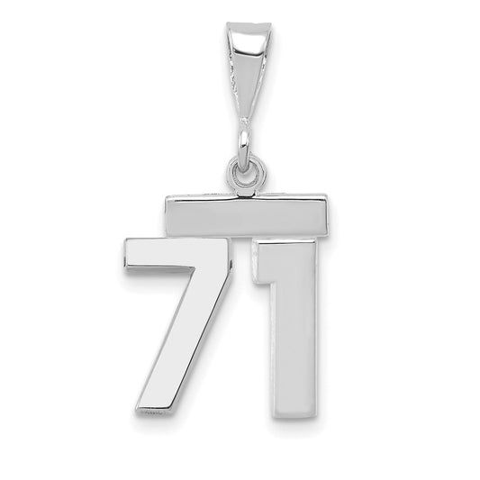 14kw Small Polished Number 71 Charm