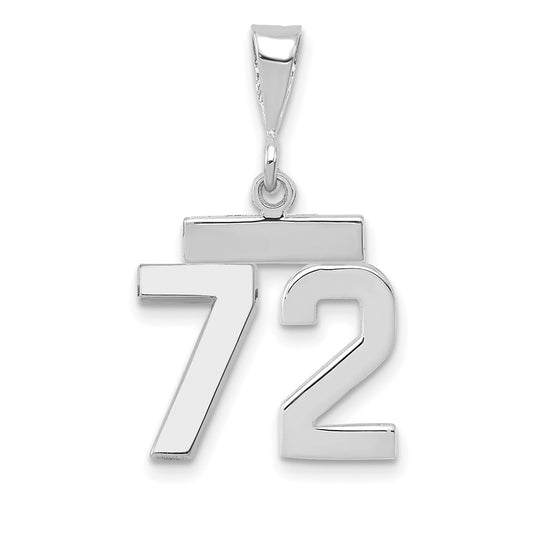 14kw Small Polished Number 72 Charm