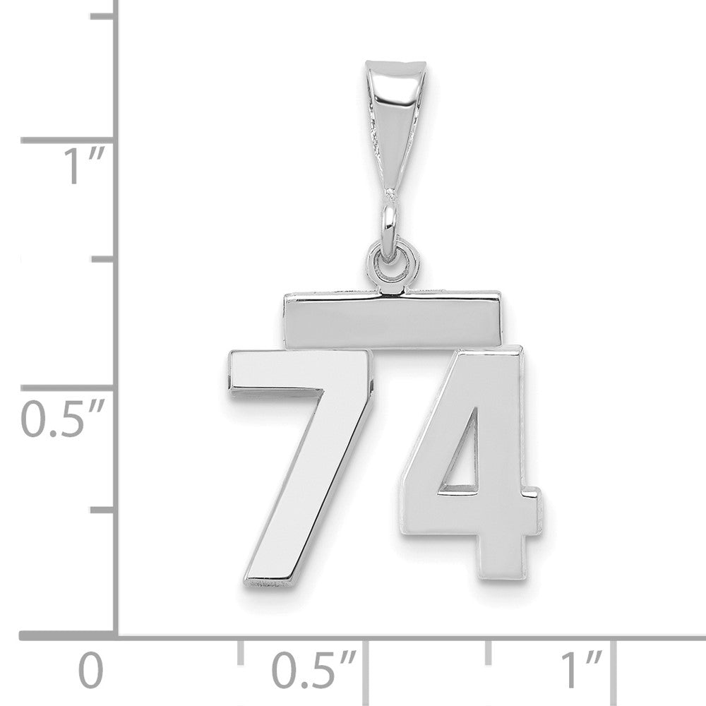 14kw Small Polished Number 74 Charm