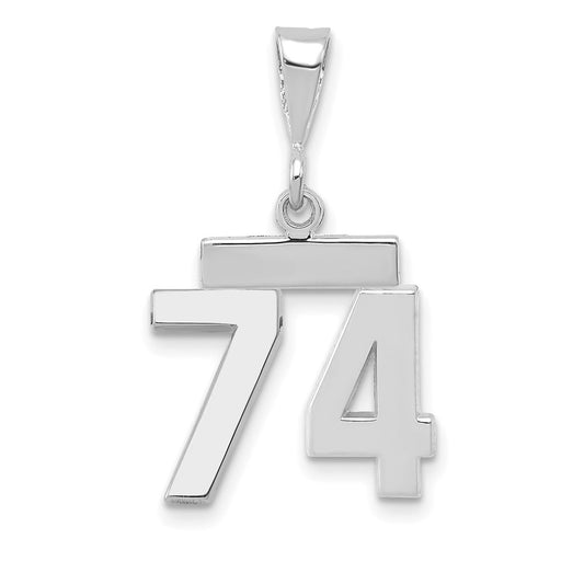 14kw Small Polished Number 74 Charm