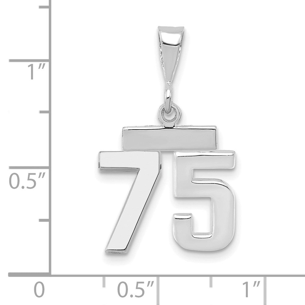 14kw Small Polished Number 75 Charm