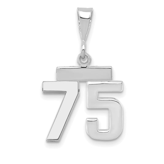 14kw Small Polished Number 75 Charm