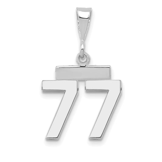 14kw Small Polished Number 77 Charm