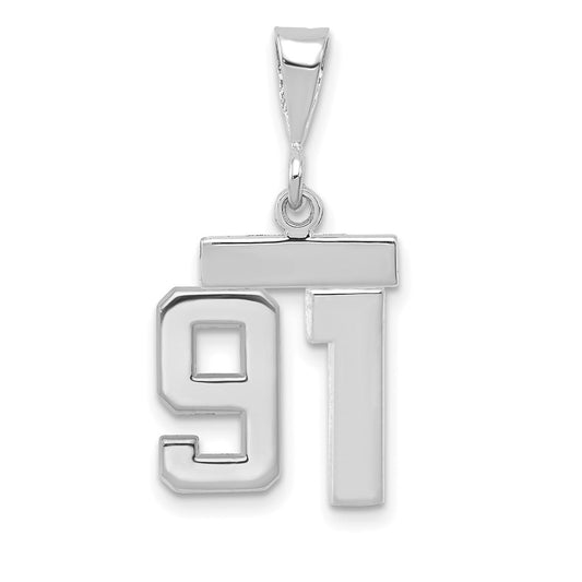 14kw Small Polished Number 91 Charm