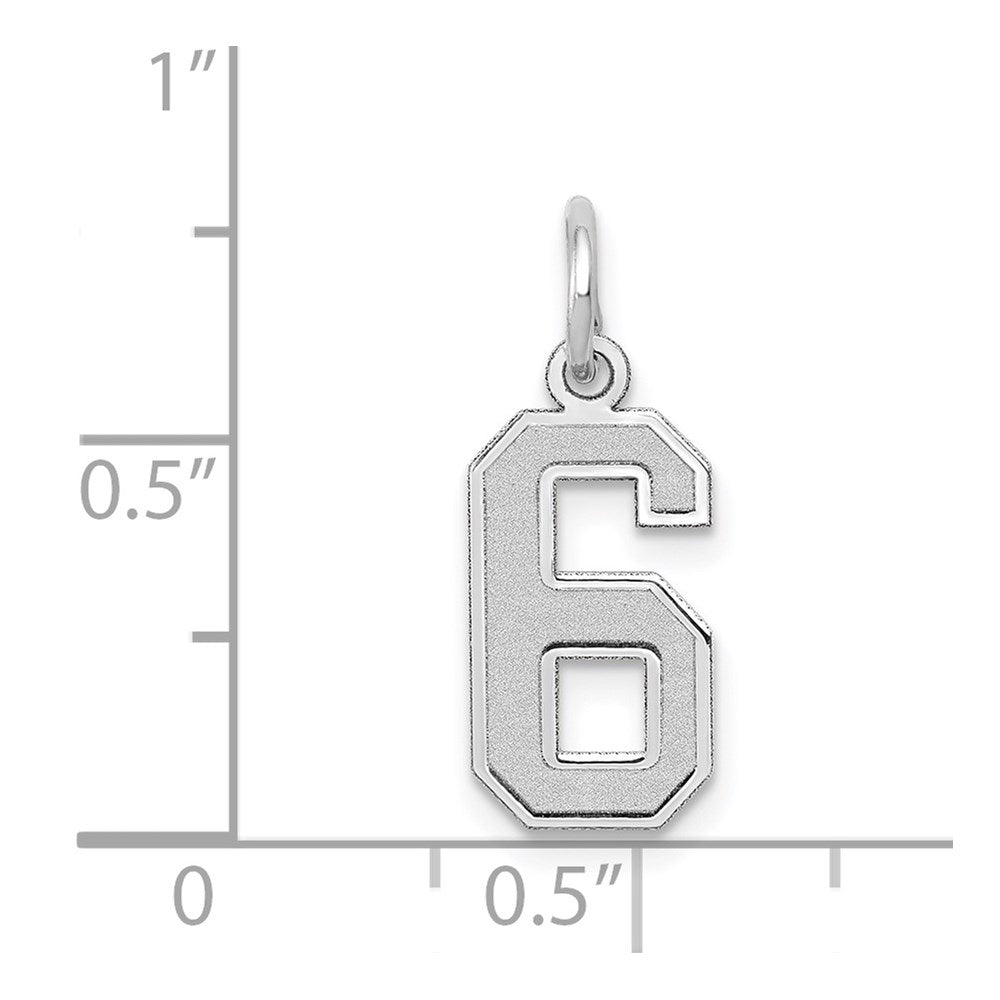 14kw Small Satin Number 6 Charm