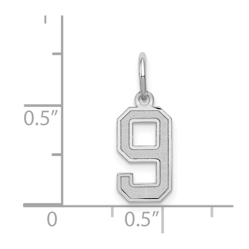 14kw Small Satin Number 9 Charm