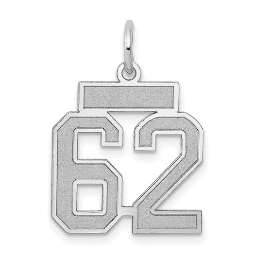 14kw Small Satin Number 62 Charm