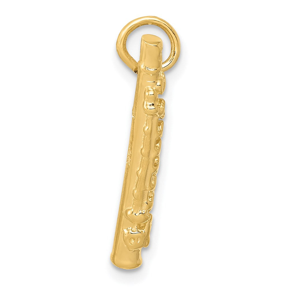 14k 3-D Polished Flute Charm