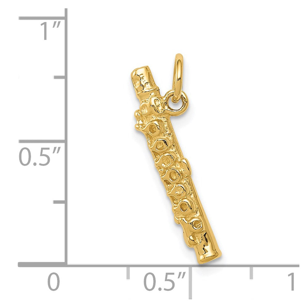 14k 3-D Polished Flute Charm