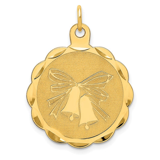 14k Wedding Bells Engraveable Disc Charm